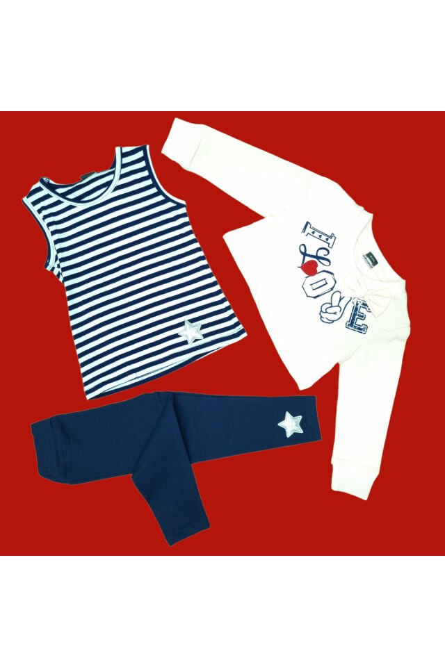 Pelops Kız Bebek Üçlü Spor Taytlı Takım