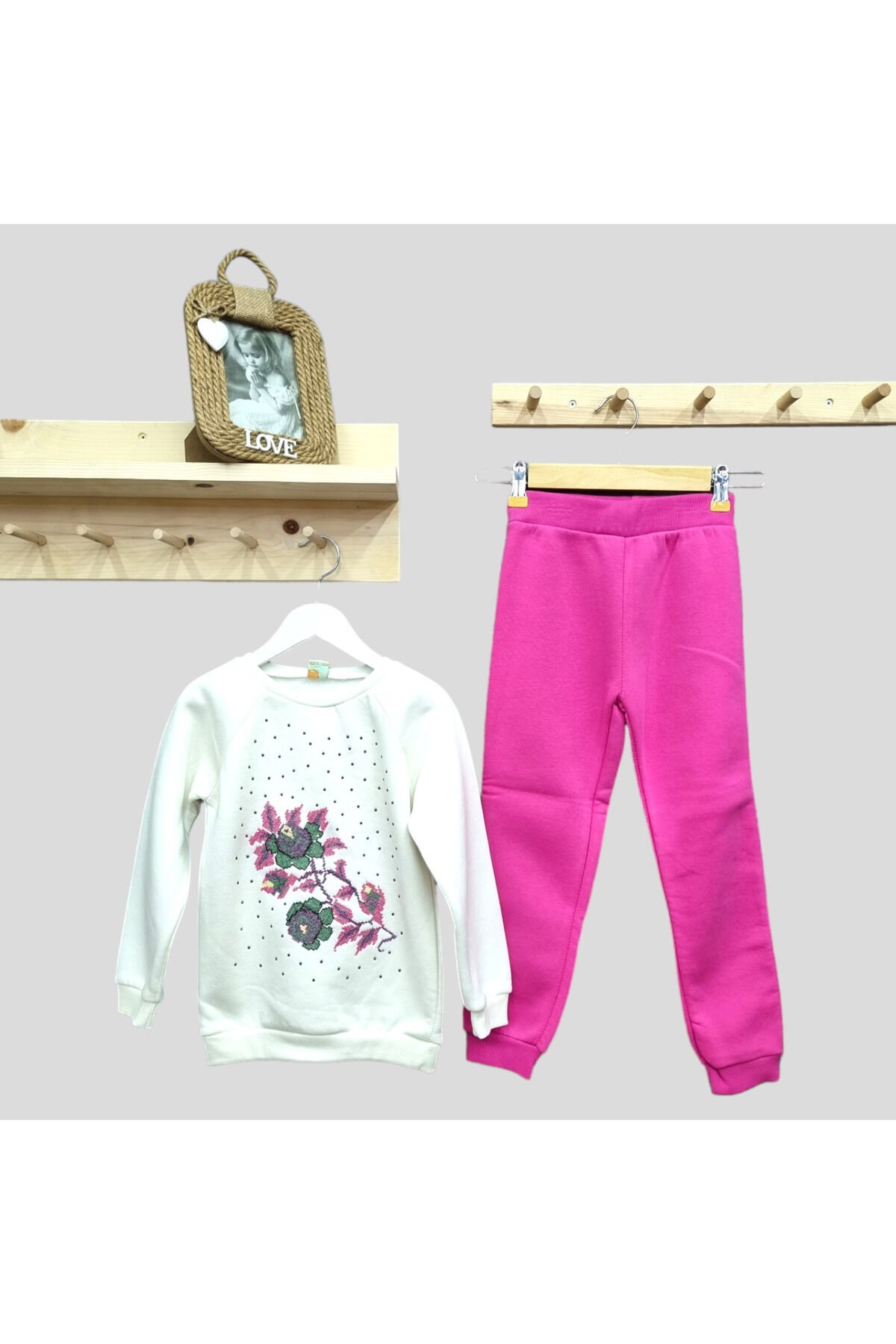 Popshops Kız Çocuk Spor Eşofman Takım Pembe - 7-8 Yaş