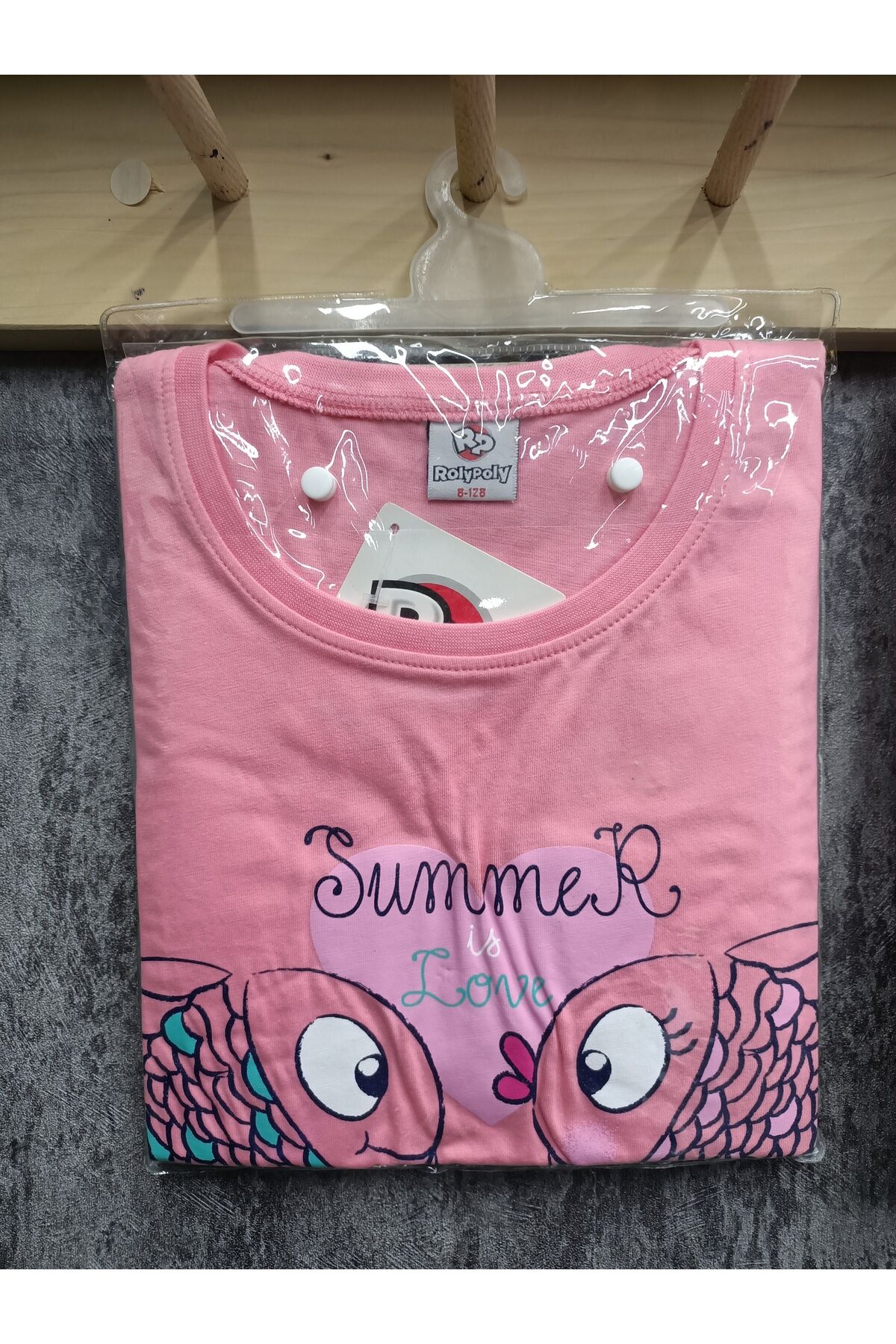 Rolypoly Kız Çocuk Summer Balık Baskılı Şortlu Yazlık Takım Pembe - 7 Yaş