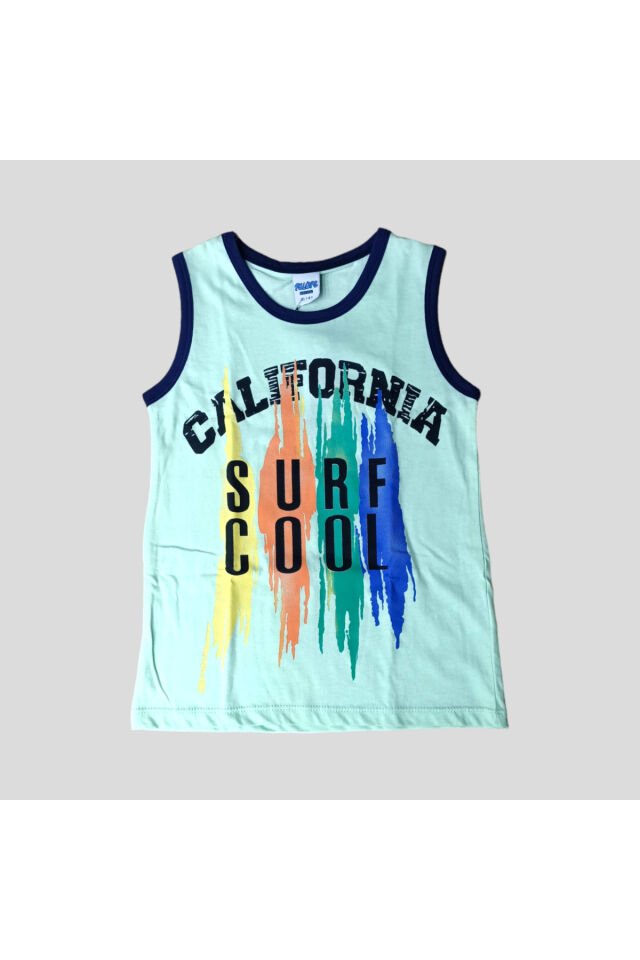Pelops Erkek Çocuk California Surf Cool Şortlu Yazlık Takım Yeşil - 7-8 Yaş