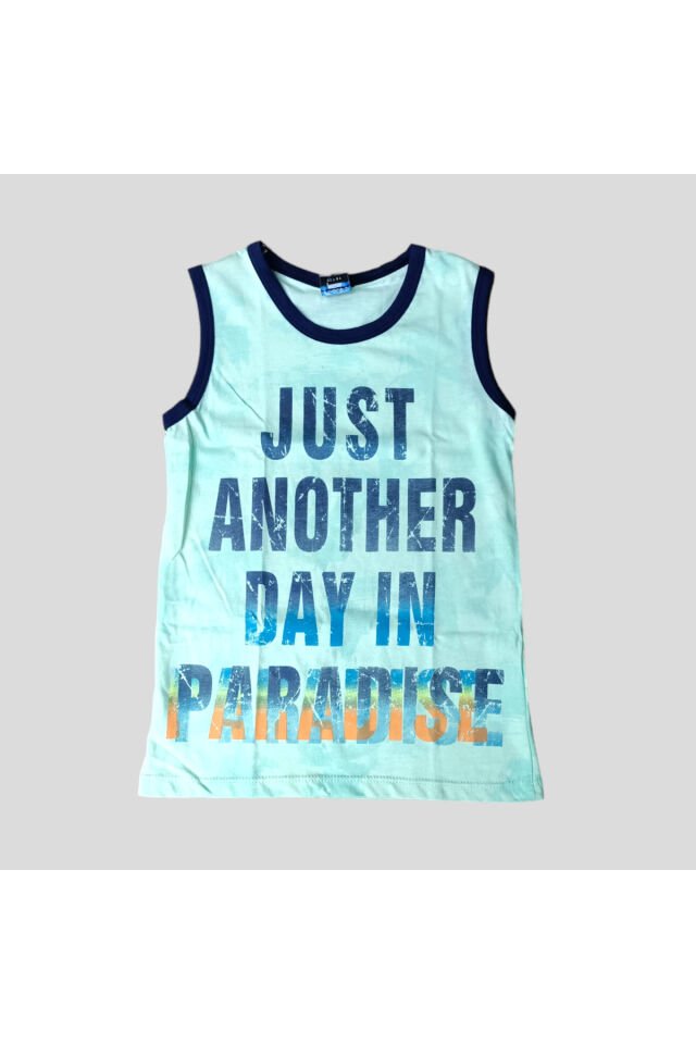 Pelops Erkek Çocuk Just Another Day İn Paradise Şortlu Yazlık Takım Yeşil - 7-8 Yaş