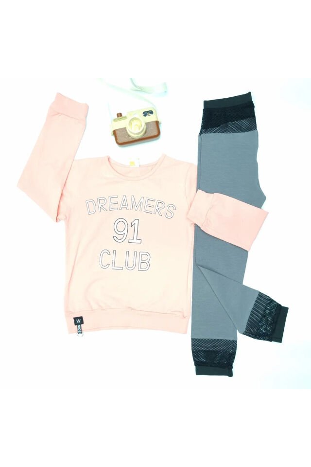 Popshops Kız Çocuk Spor Taytlı Takım Pembe - 9-10 Yaş