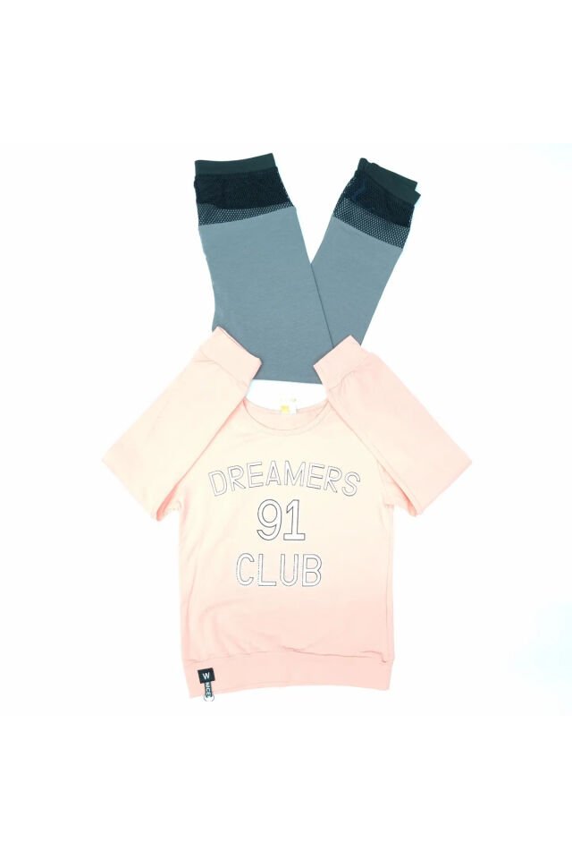 Popshops Kız Çocuk Spor Taytlı Takım Pembe - 8-9 Yaş