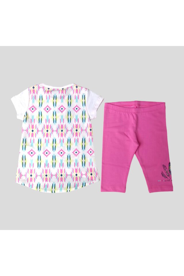 Dmb Kız Bebek Wild Free Kızılderili Figürlü Taytlı Yazlık Takım Pembe - 1-2 Yaş