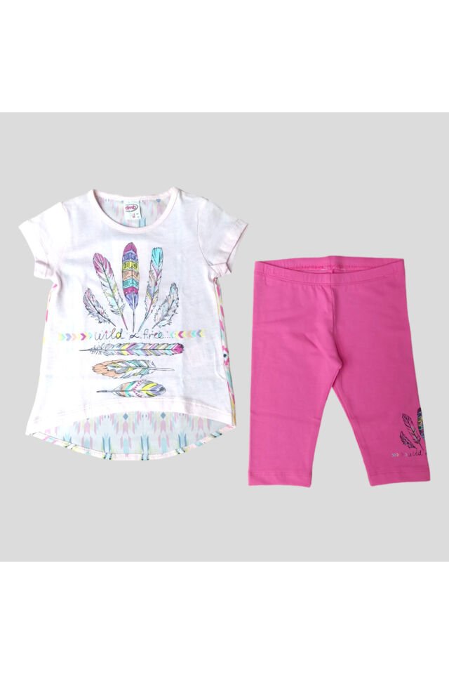 Dmb Kız Bebek Wild Free Kızılderili Figürlü Taytlı Yazlık Takım Pembe - 1-2 Yaş