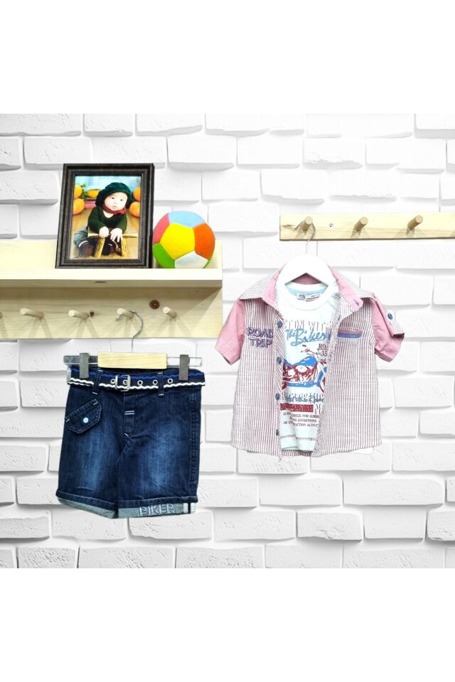 Kts Erkek Bebek Şortlu Takım Açık Pembe - 12 Ay