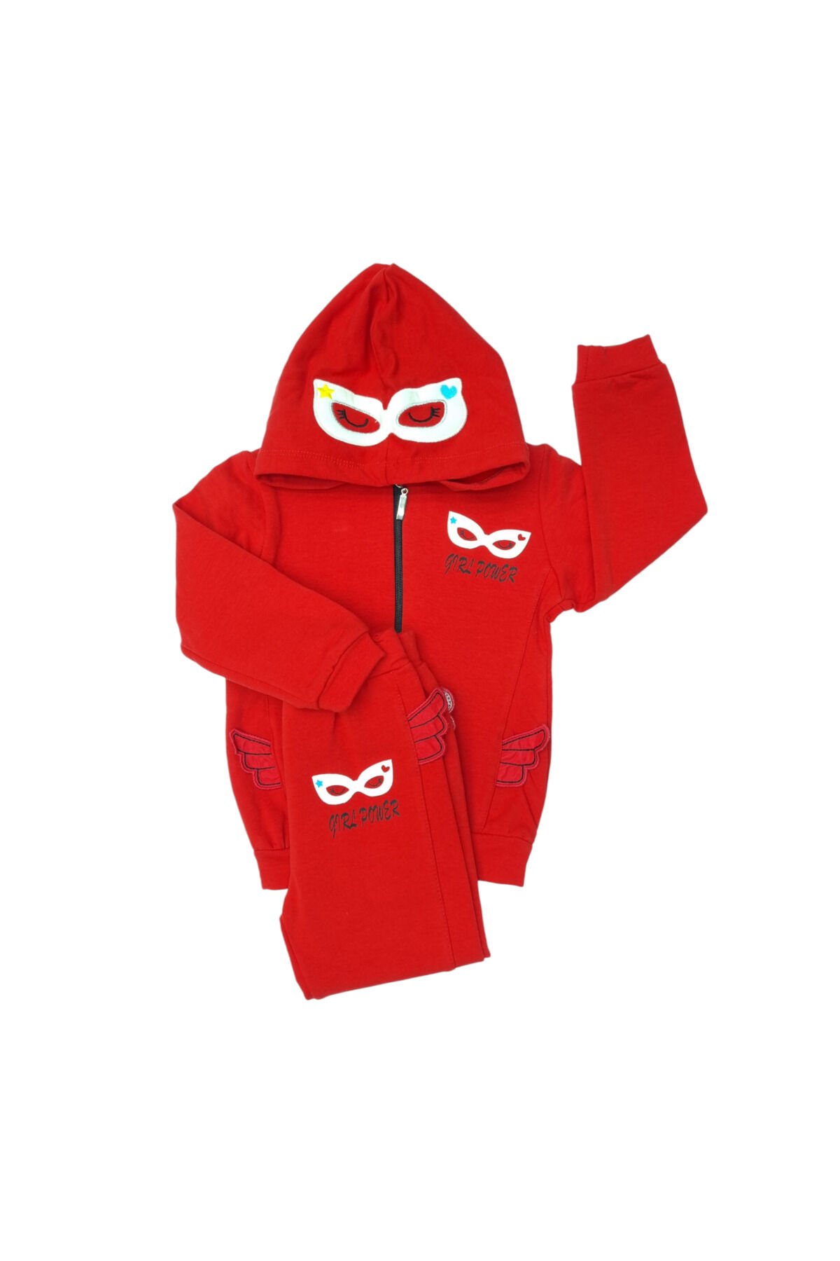 Popshops Kız Çocuk Spor Eşofman Takım Kırmızı - 4-5 Yaş