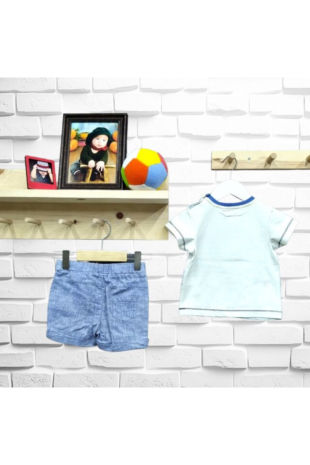 Maia Erkek Bebek Şortlu Yazlık Takım Beyaz - 6-9 Ay