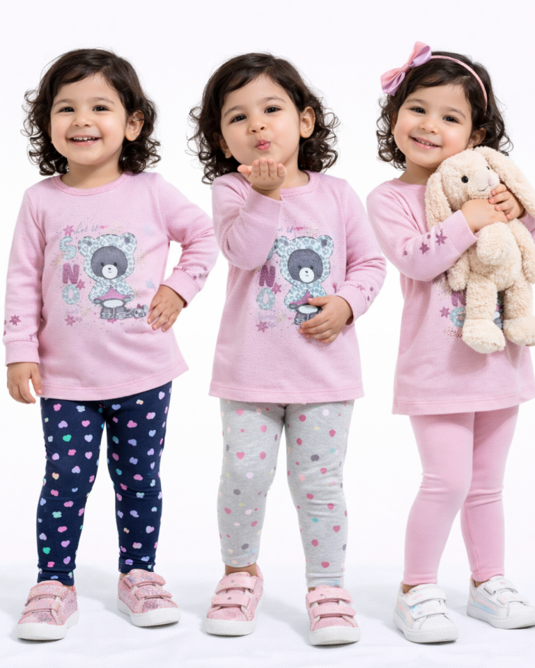 Pelops Kız Bebek Sevimli Ayıcık Baskılı Sweat