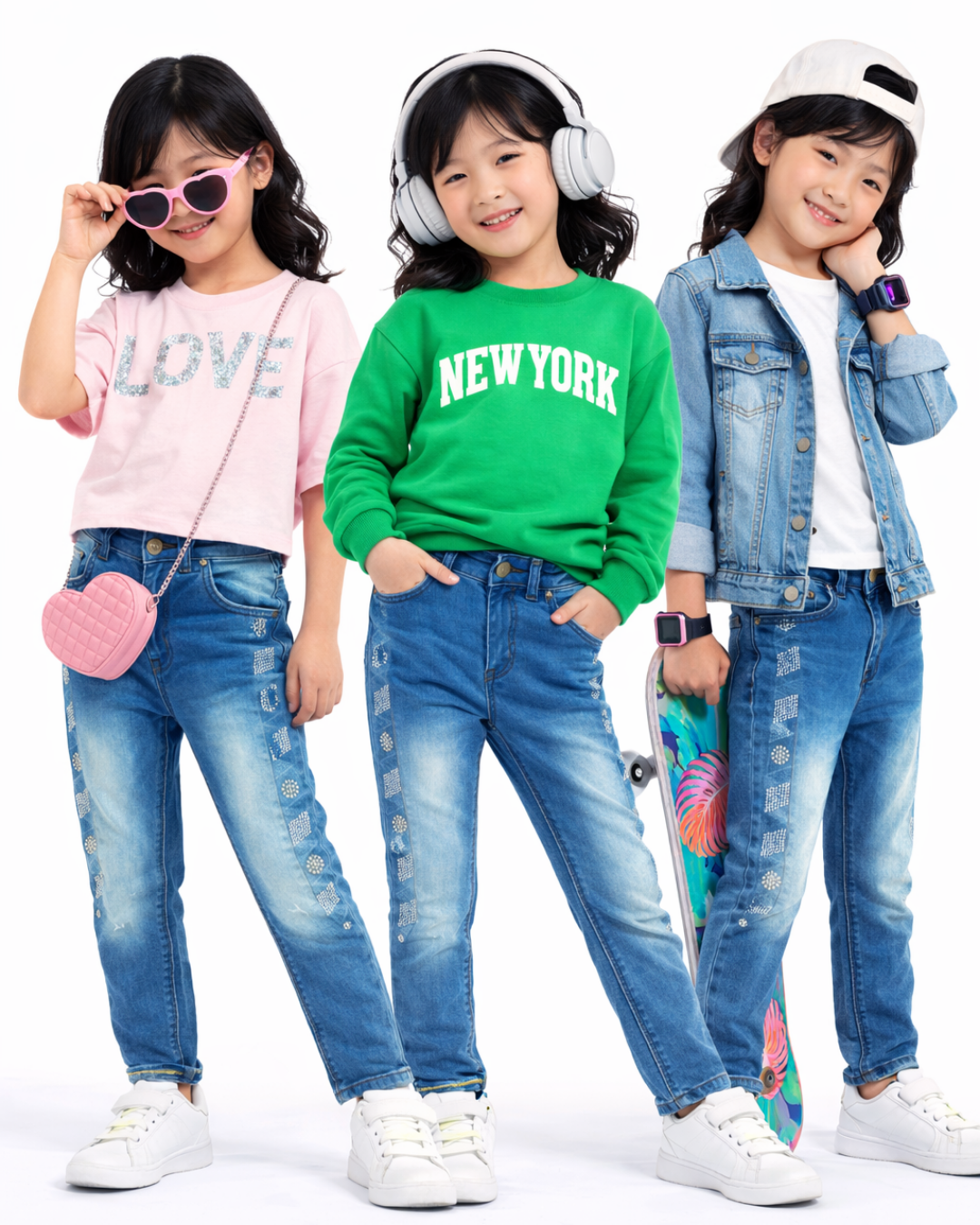 Yıldızlar Kız Çocuk Taşlı Kot Pantolon