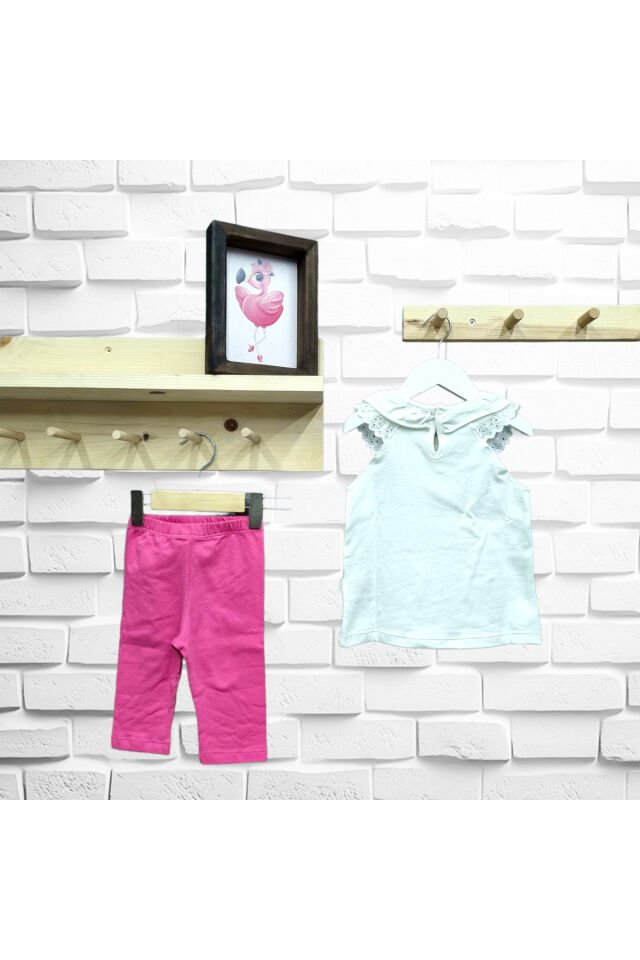 Bebetto Kız Bebek Sevimli Civcivler Taytlı Yazlık Takım Fuşya - 9 - 12 Ay