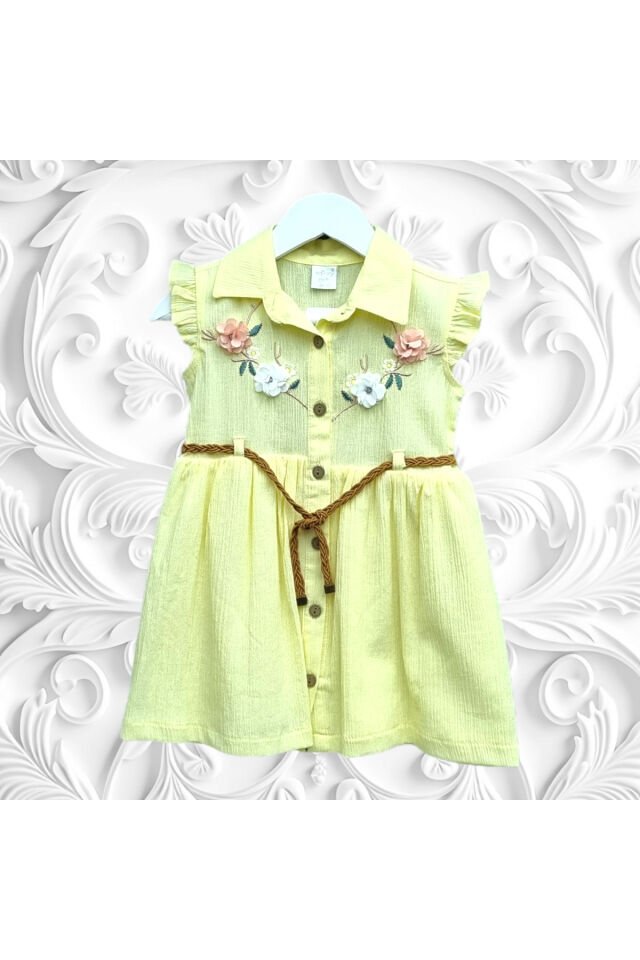 Wizzy Kız Bebek Yazlık Keten Elbise