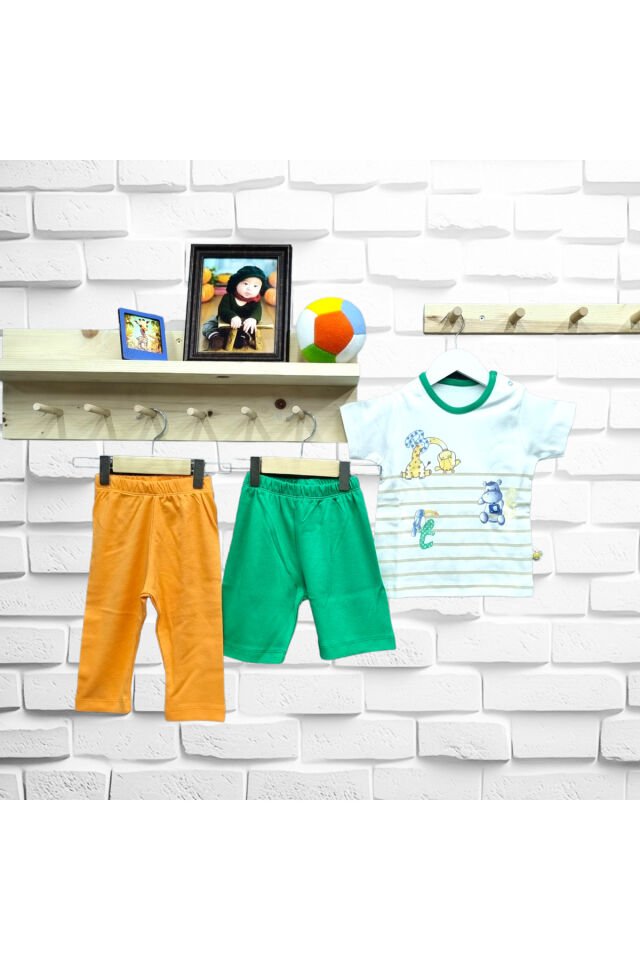 Bebetto Erkek Bebek Penye Yazlık Pijama Takımı Saks Mavisi - 12-18 Ay
