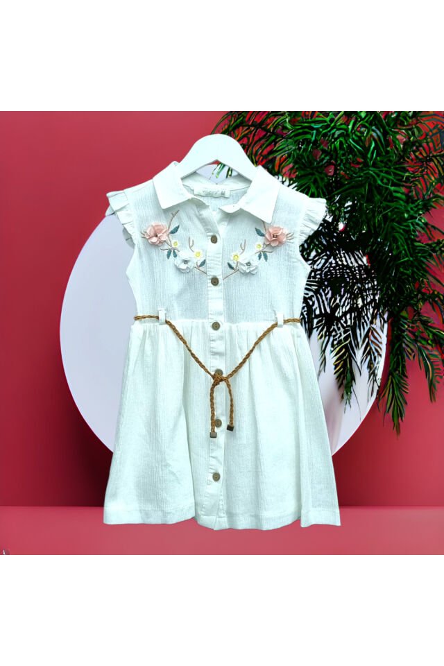 Wizzy Kız Bebek Yazlık Keten Elbise