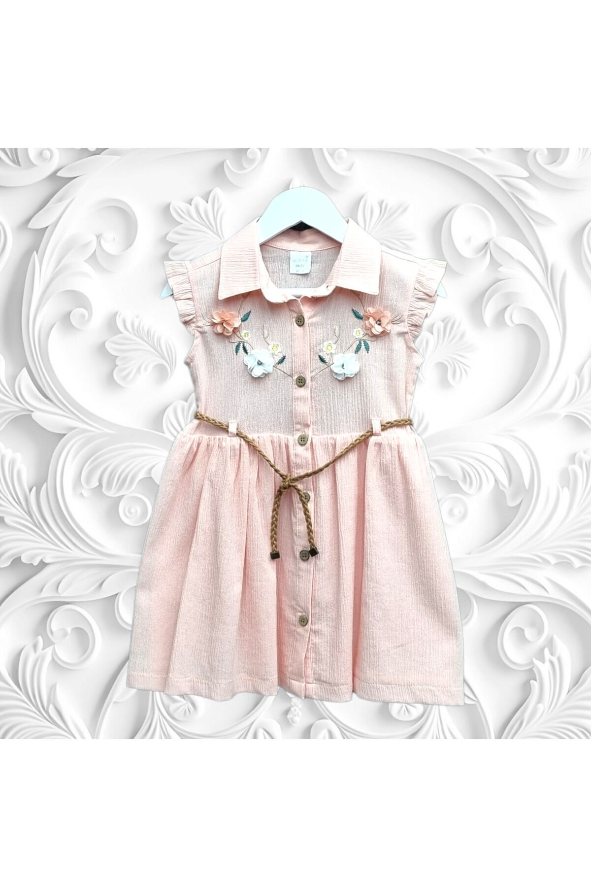 Wizzy Kız Bebek Yazlık Keten Elbise