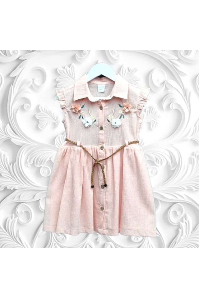Wizzy Kız Bebek Yazlık Keten Elbise