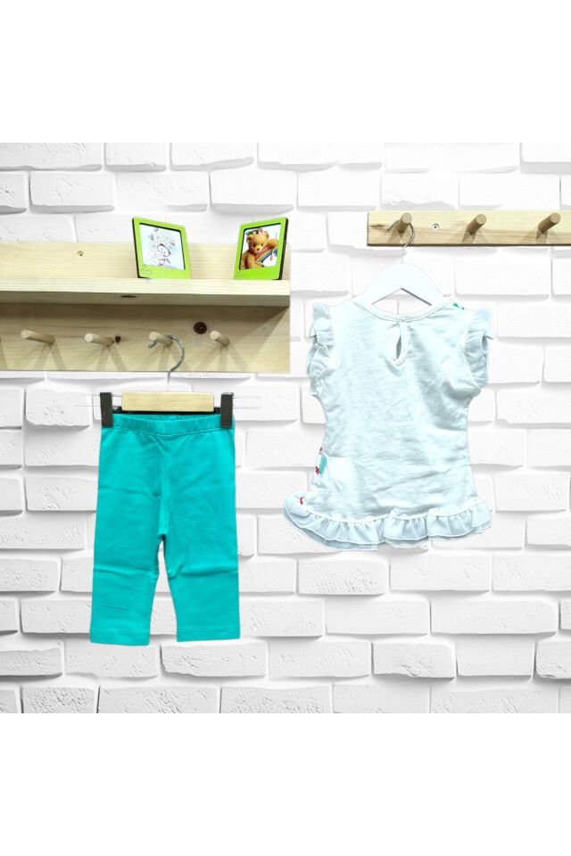 Bebetto Kız Bebek Always Cute Taytlı Yazlık Takım Yeşil - 9 - 12 Ay