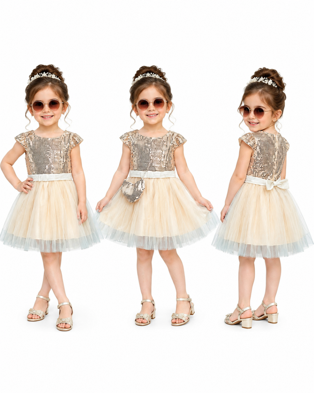 Baby Rose Kız Bebek Gold Silver Yazlık Abiye Elbise