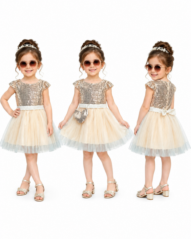Baby Rose Kız Bebek Gold Silver Yazlık Abiye Elbise