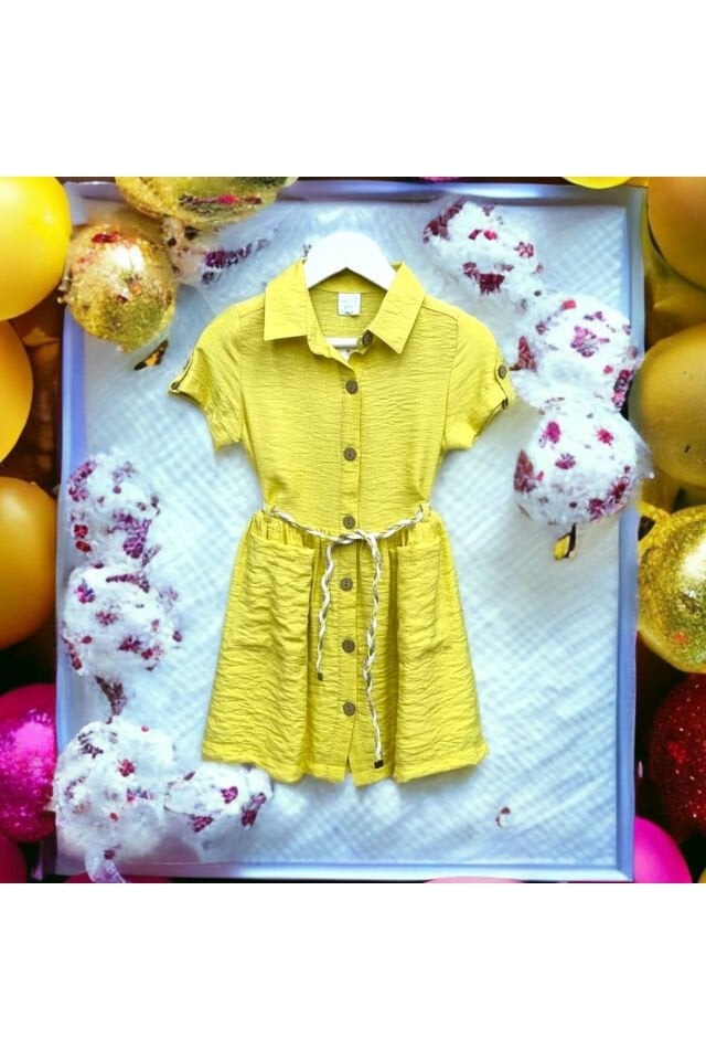 Wizzy Kız Bebek Keten Elbise