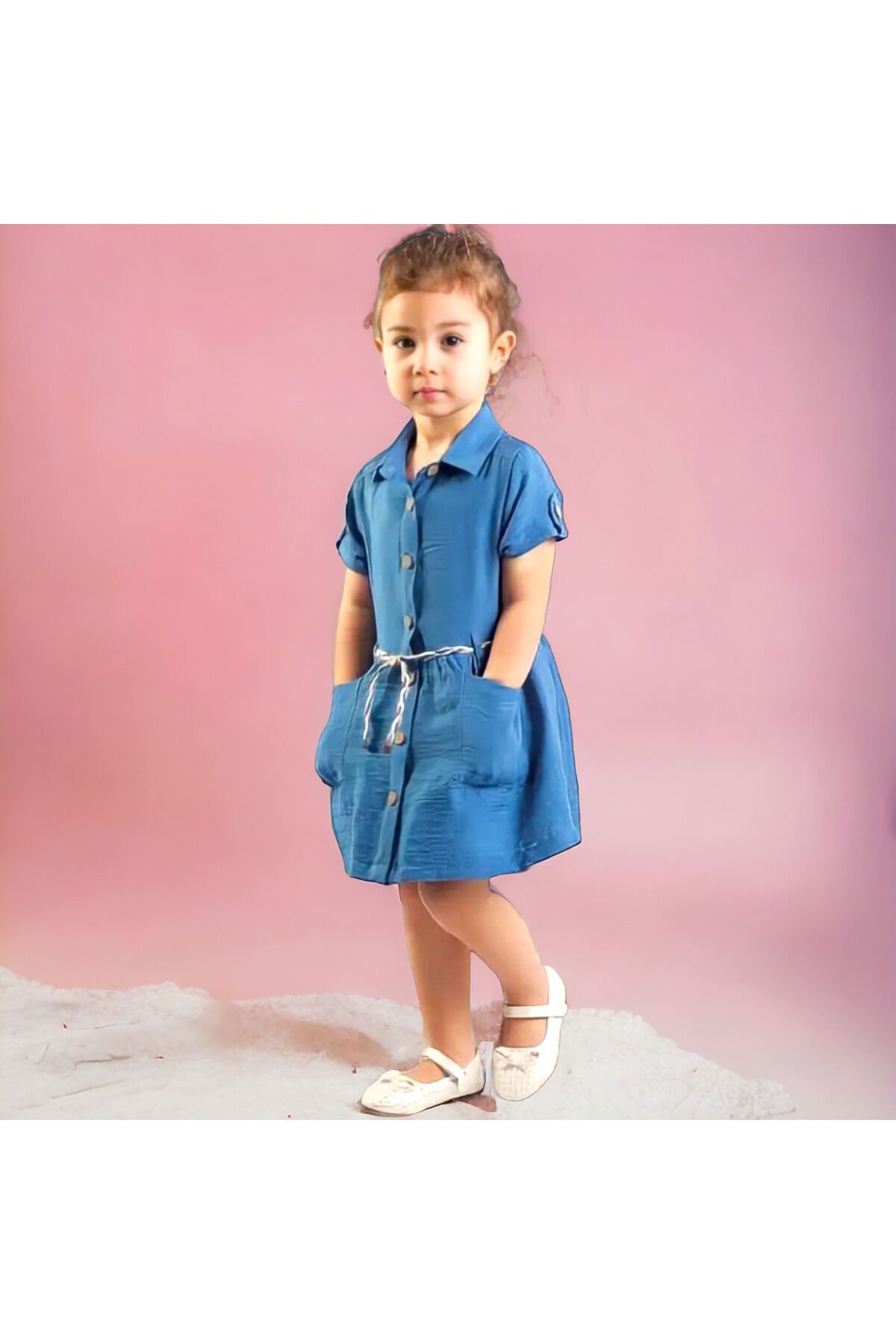 Wizzy Kız Bebek Yazlık Keten Elbise