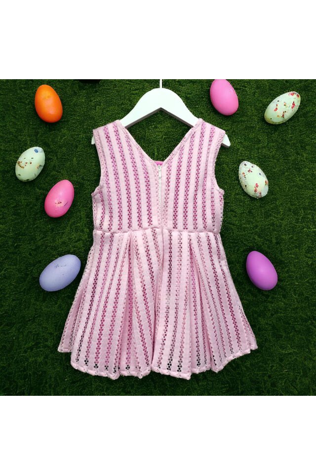 Miss Pretty Kız Bebek Fileli Yazlık Elbise Pembe - 1 Yaş