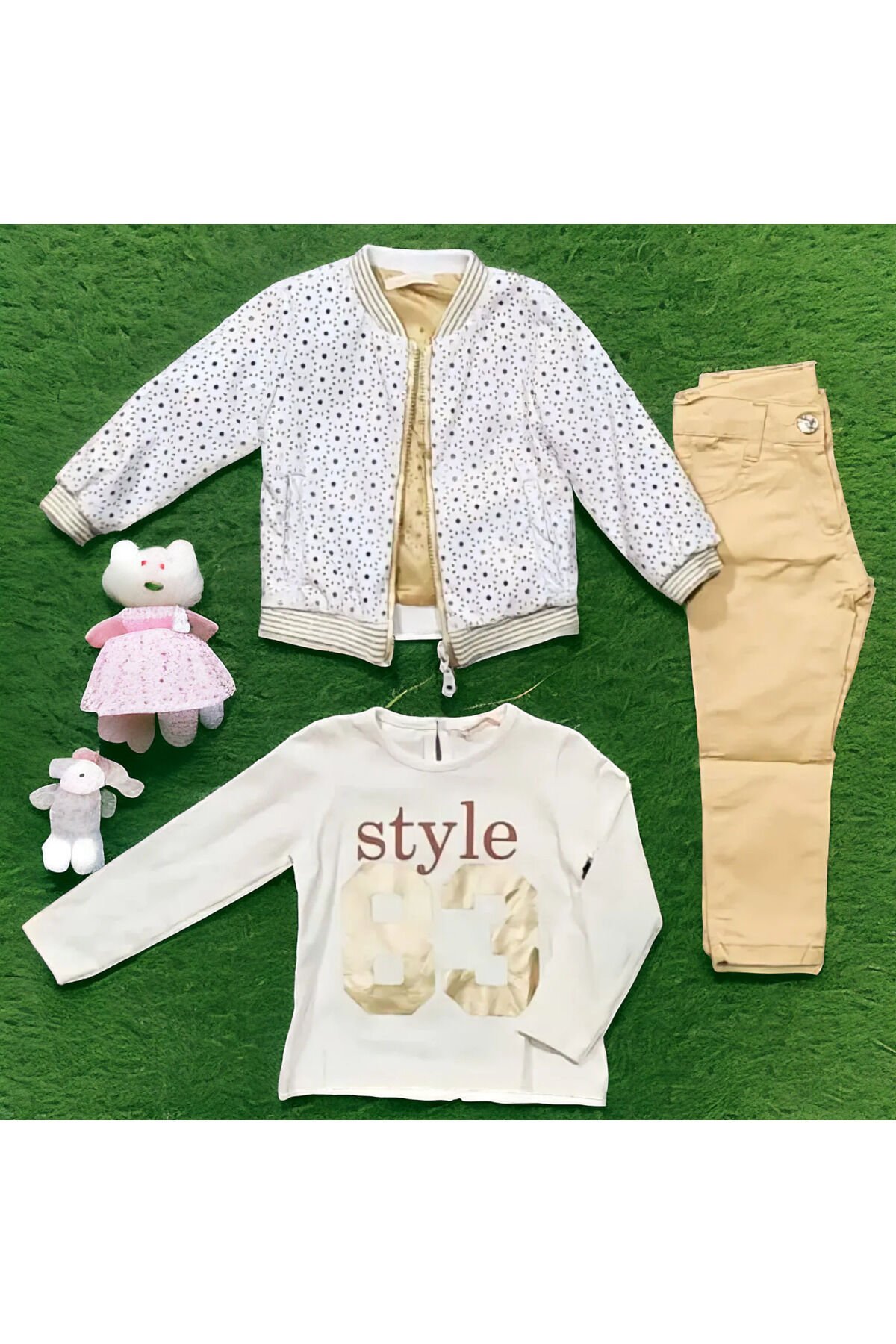 Rose Kız Çocuk Deri Ceketli Takım