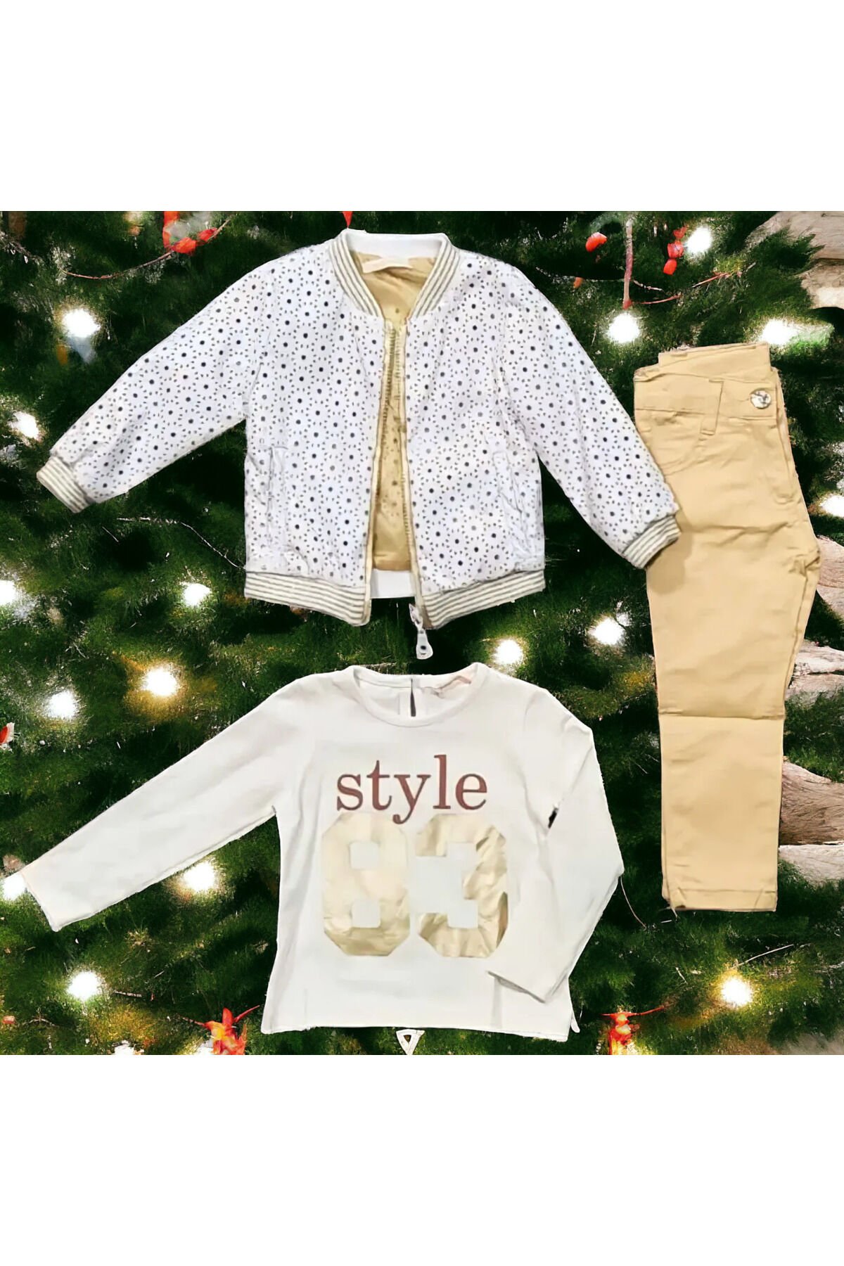 Rose Kız Çocuk Deri Ceketli Üçlü Takım