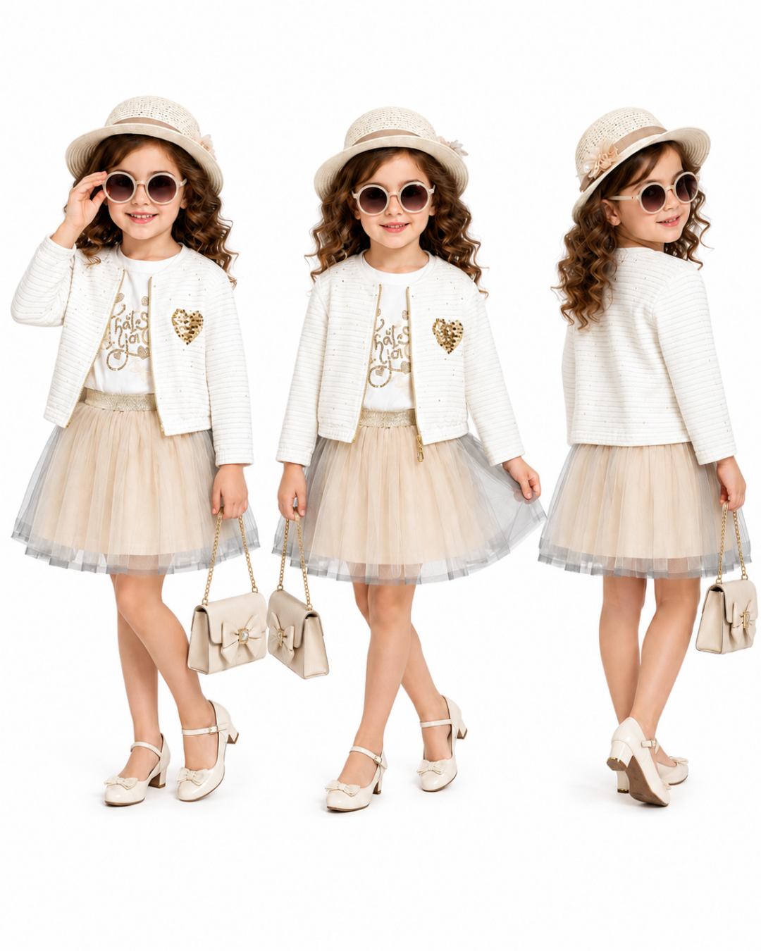 Missrose Kız Bebek Üçlü Etekli Takım
