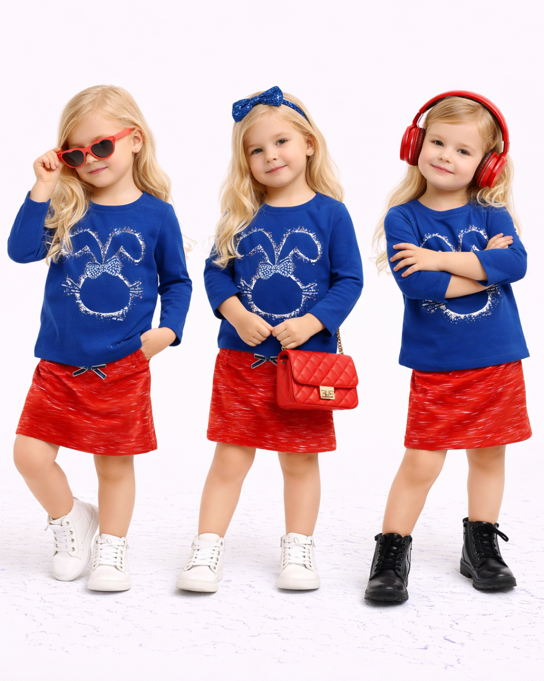 Via Kız Bebek Etekli Kadife Takım