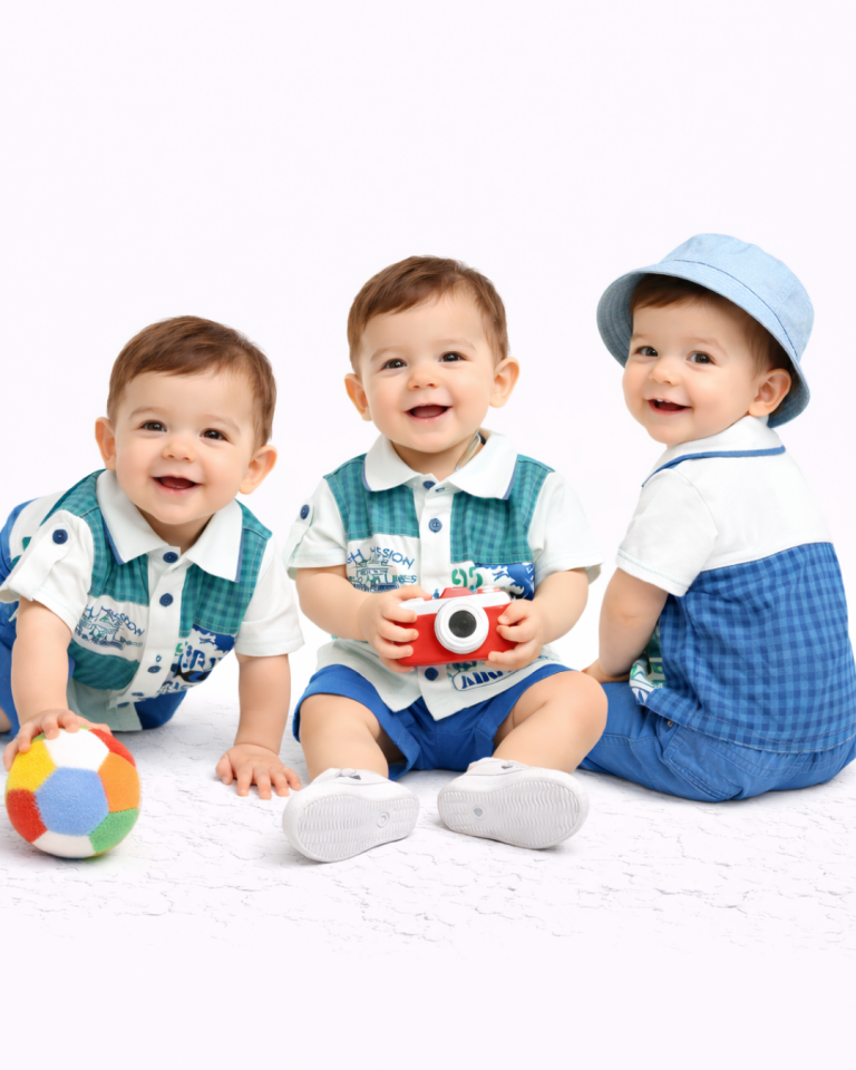 Kts Erkek Bebek Gömlekli Keten Şortlu Yazlık Takım