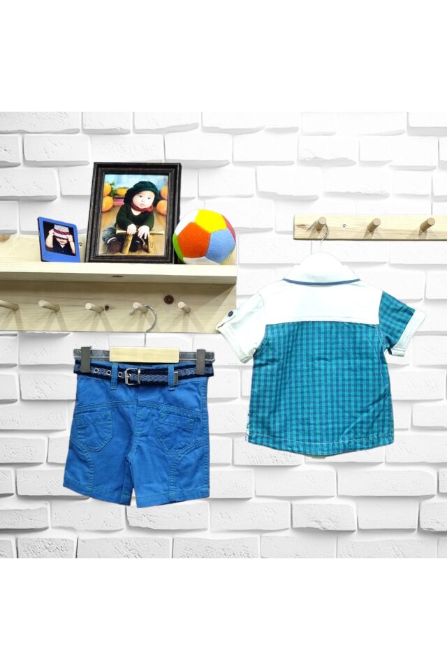 Kts Erkek Bebek Gömlekli Keten Şortlu Yazlık Takım