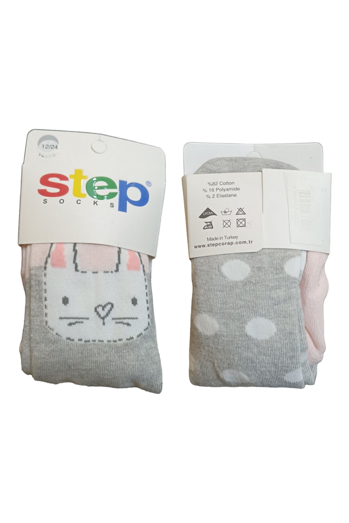 Step Kız Bebek Puantiyeli Kışlık Külotlu Çorap Gri - 0-6 Ay