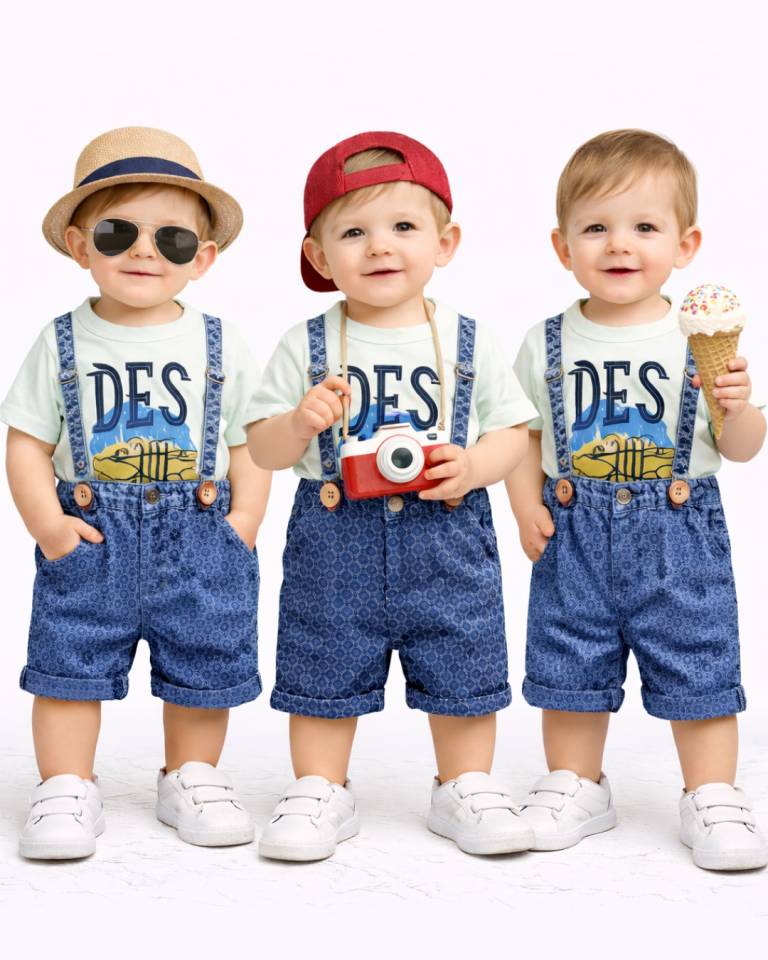 Babyrose Erkek Bebek Askılı Şortlu Takım