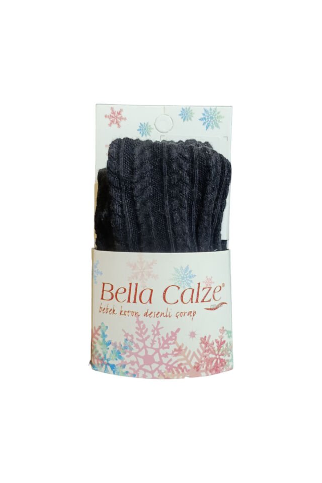 Bella Calze Kız Bebek Desenli Kışlık Külotlu Çorap Siyah - 6-12 Ay