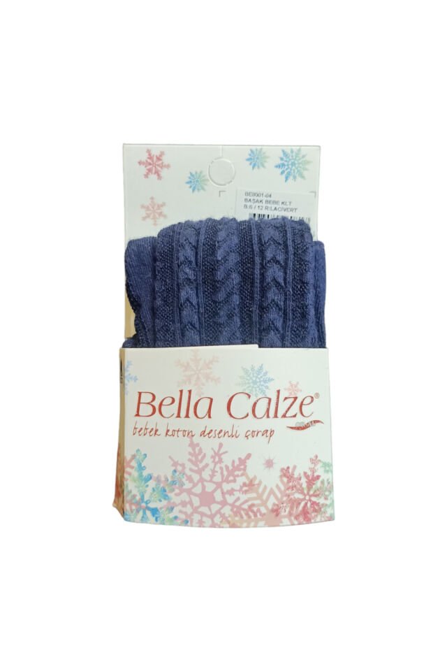 Bella Calze Kız Bebek Desenli Kışlık Külotlu Çorap Lacivert - 6-12 Ay