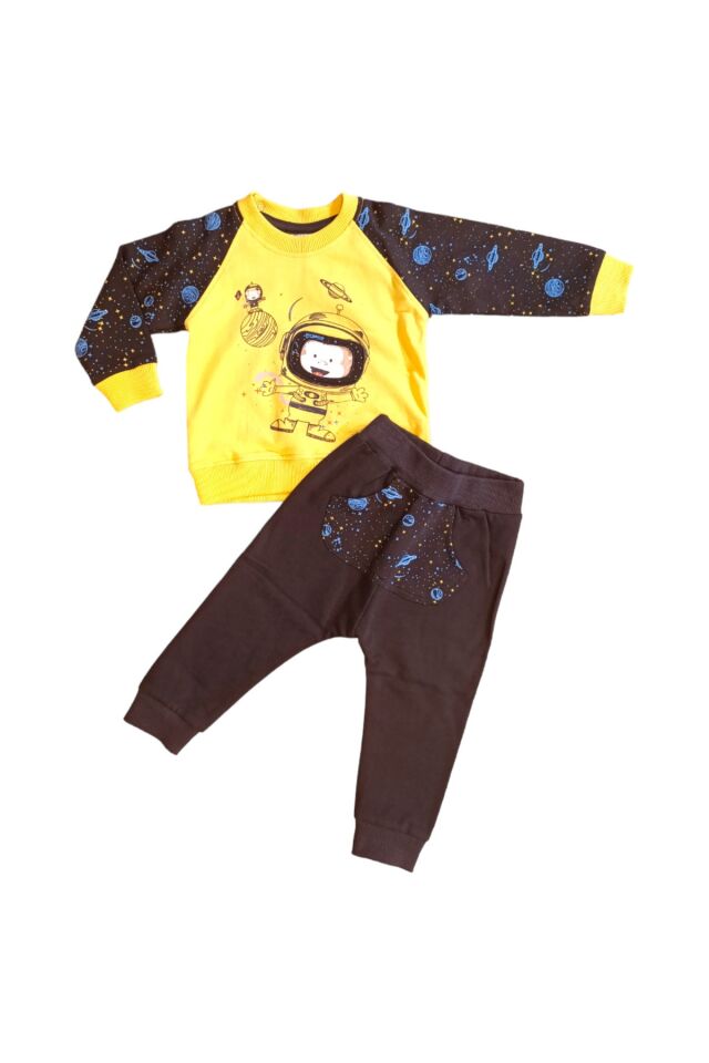 Pelops Erkek Bebek Spor Eşofman Takım Sarı - 6-12 Ay