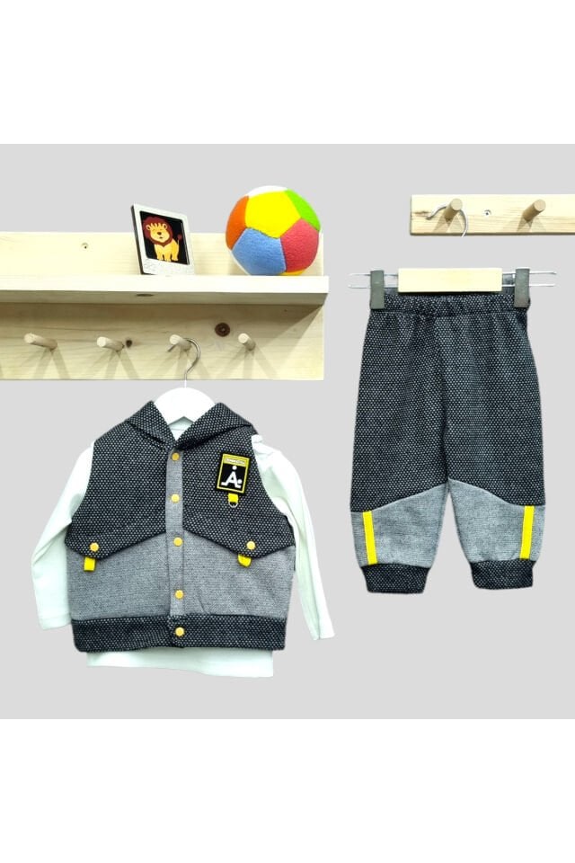 Babyboy Erkek Bebek Yelekli Takım