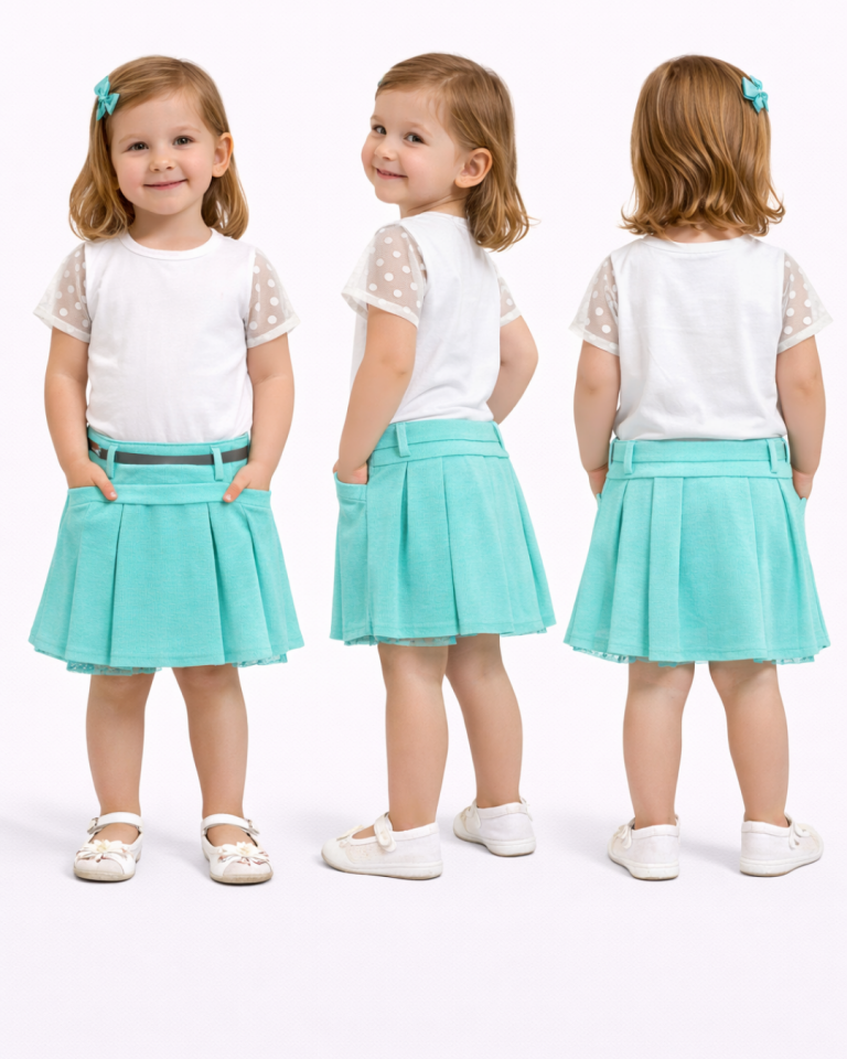 Hımms Taşlı Kalp Desenli Etekli Takım