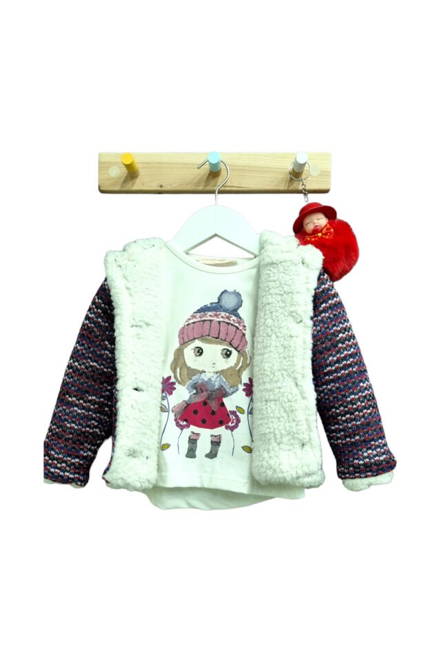 Babyrose Kız Bebek Triko Kuzulu Hırkalı Üçlü Takım