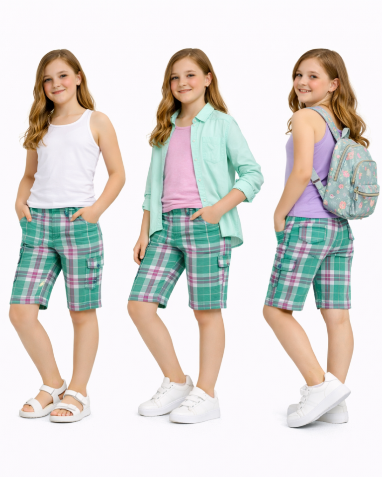 Unisex Çocuk Keten Kapri Şort