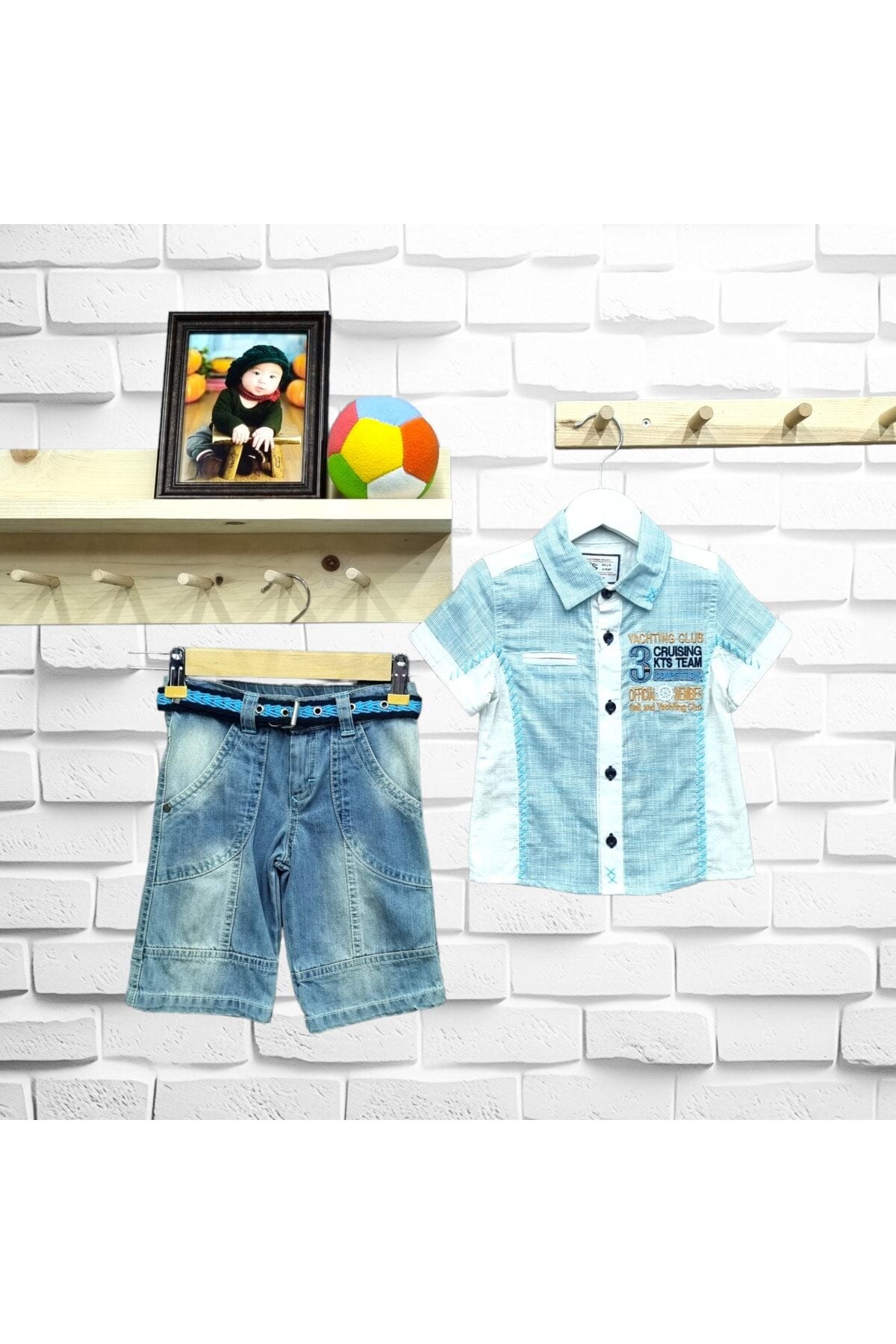 KTS Erkek Bebek Kot Şortlu Yazlık Takım
