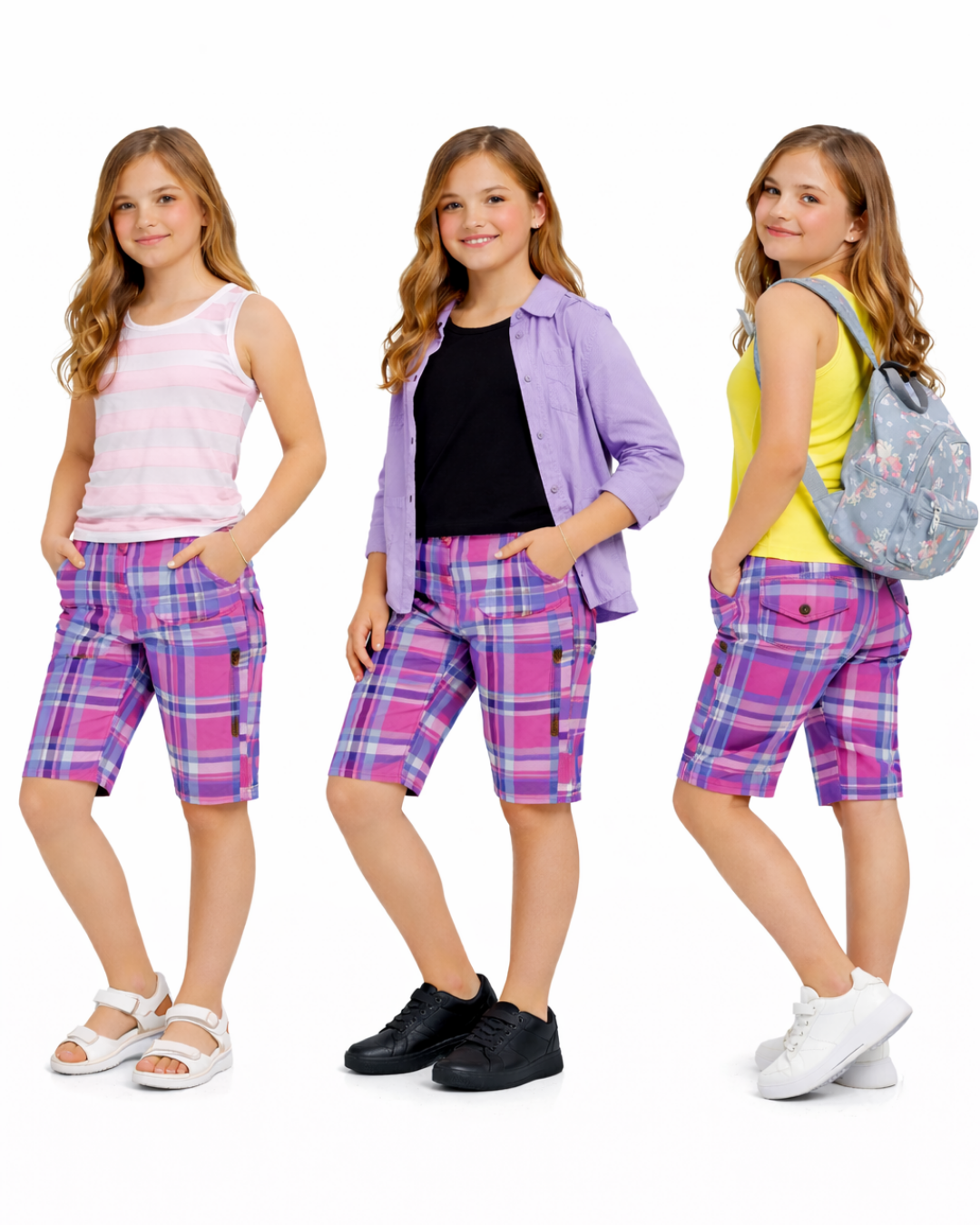 Unisex Çocuk Keten Kapri Şort