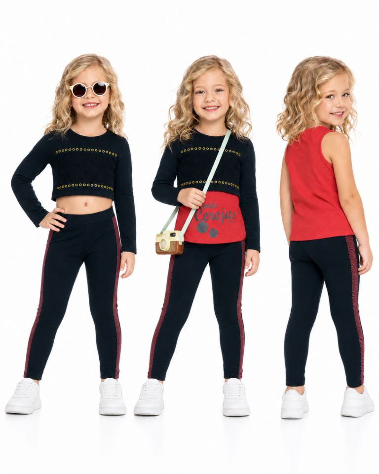 Popshops Kız Bebek Üçlü Spor Taytlı Takım
