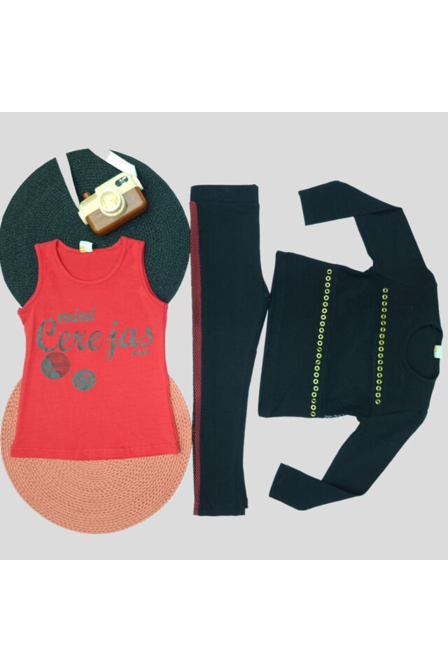 Popshops Kız Bebek Üçlü Spor Taytlı Takım