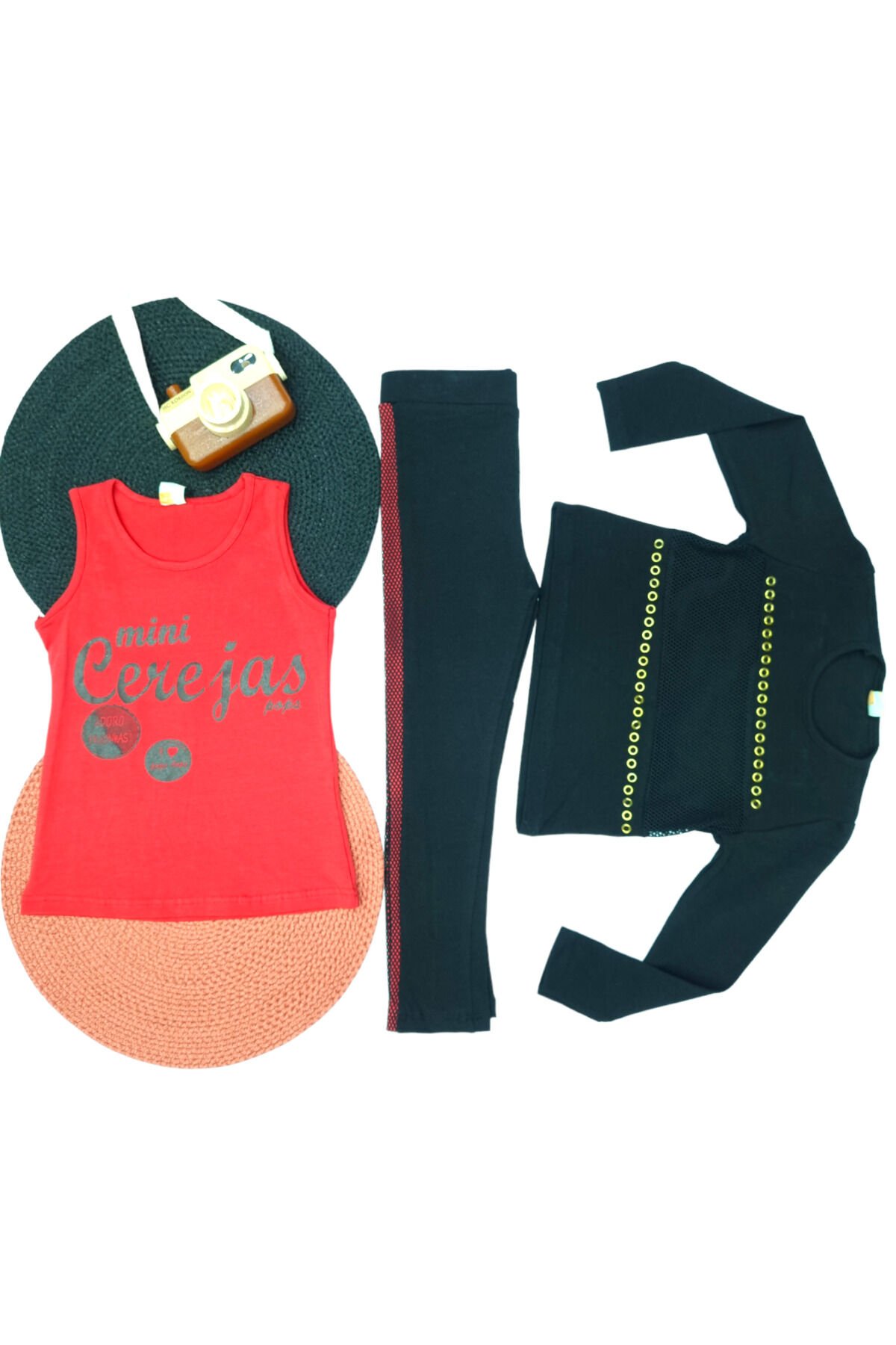 Popshops Kız Bebek Üçlü Spor Taytlı Takım