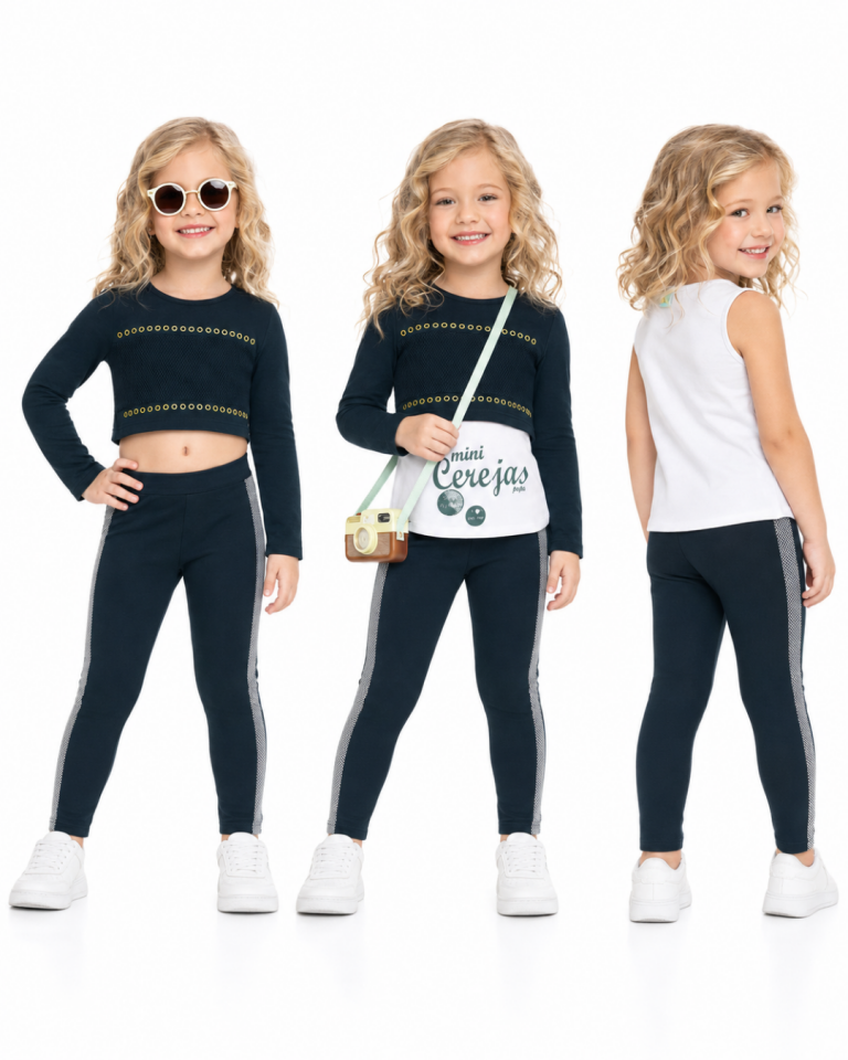 Popshops Kız Bebek Üçlü Spor Taytlı Takım
