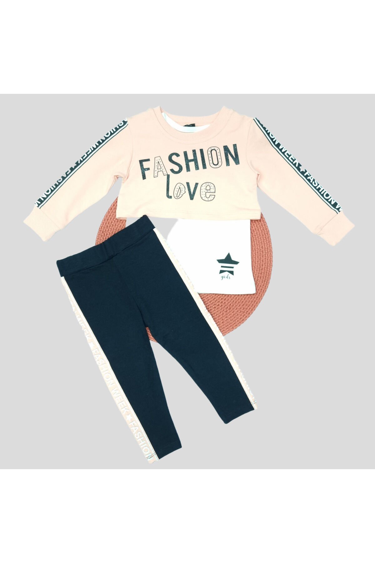 Pelops Kız Bebek Üçlü Spor Eşofman Takım