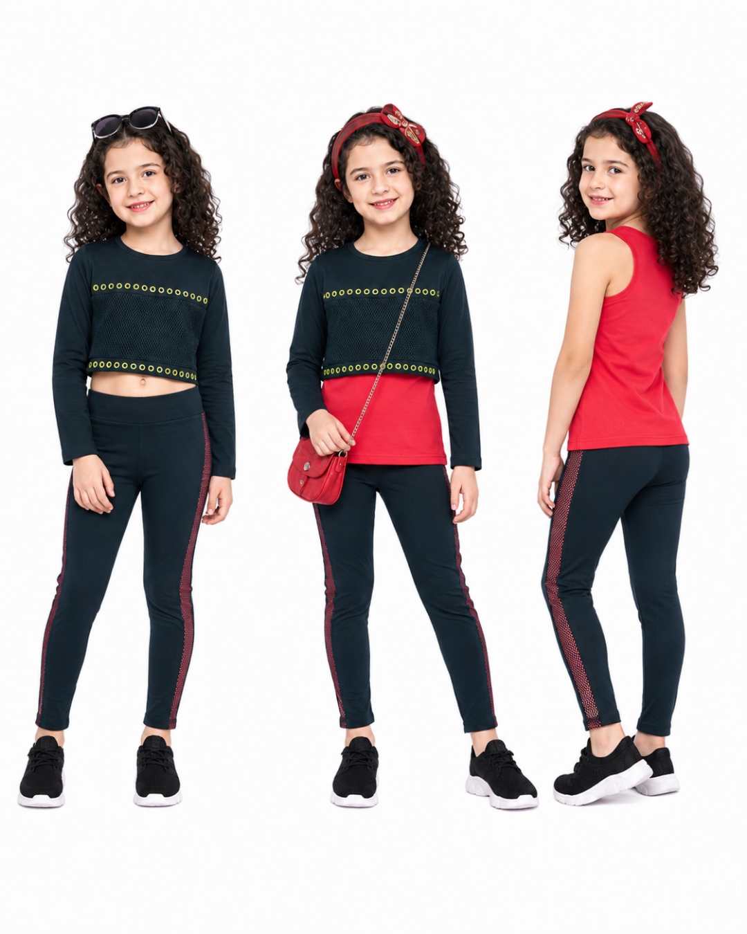 Popshops Kız Çocuk Üçlü Spor Taytlı Takım