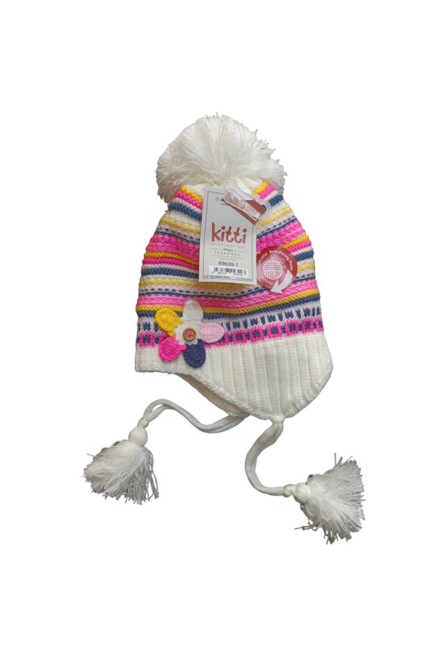 Kitti Çiçek Nakışlı Kız Çocuk Bere Pembe - 1-4 Yaş
